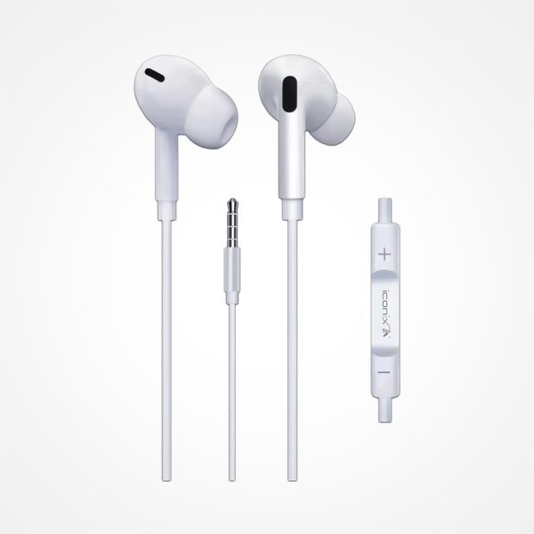 Écouteur ICONIX avec connecteur 3,5 mm, modèle IC-HF1230, blanc